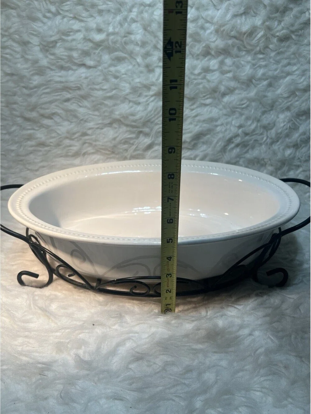 Certified International Oval Serving Dish Stoneware Bakeware with Metal Stand